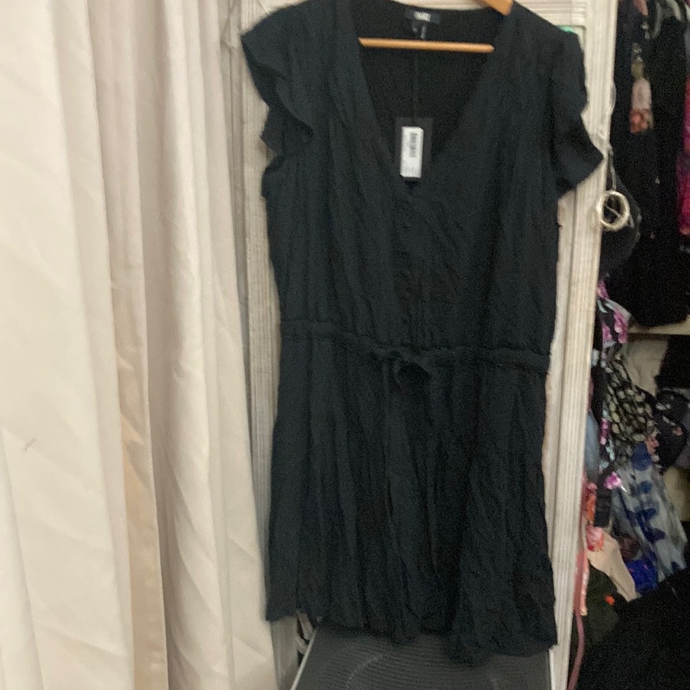 PAIGE Black Textured V-Neck Dress
